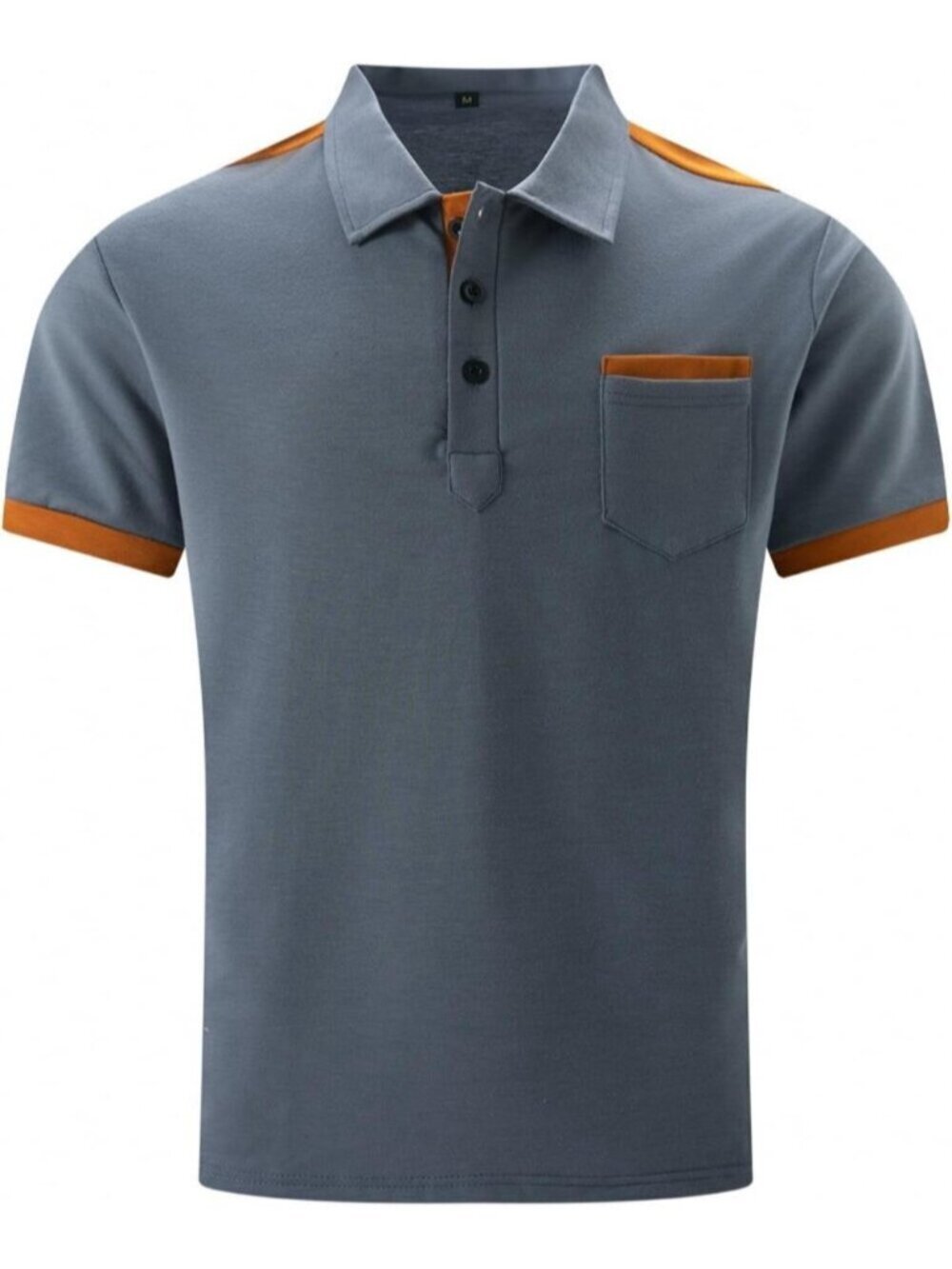 〽️Men's Deep Grey Casual Polo Shirts Classic Short Sleeve Fashion Button Pocket